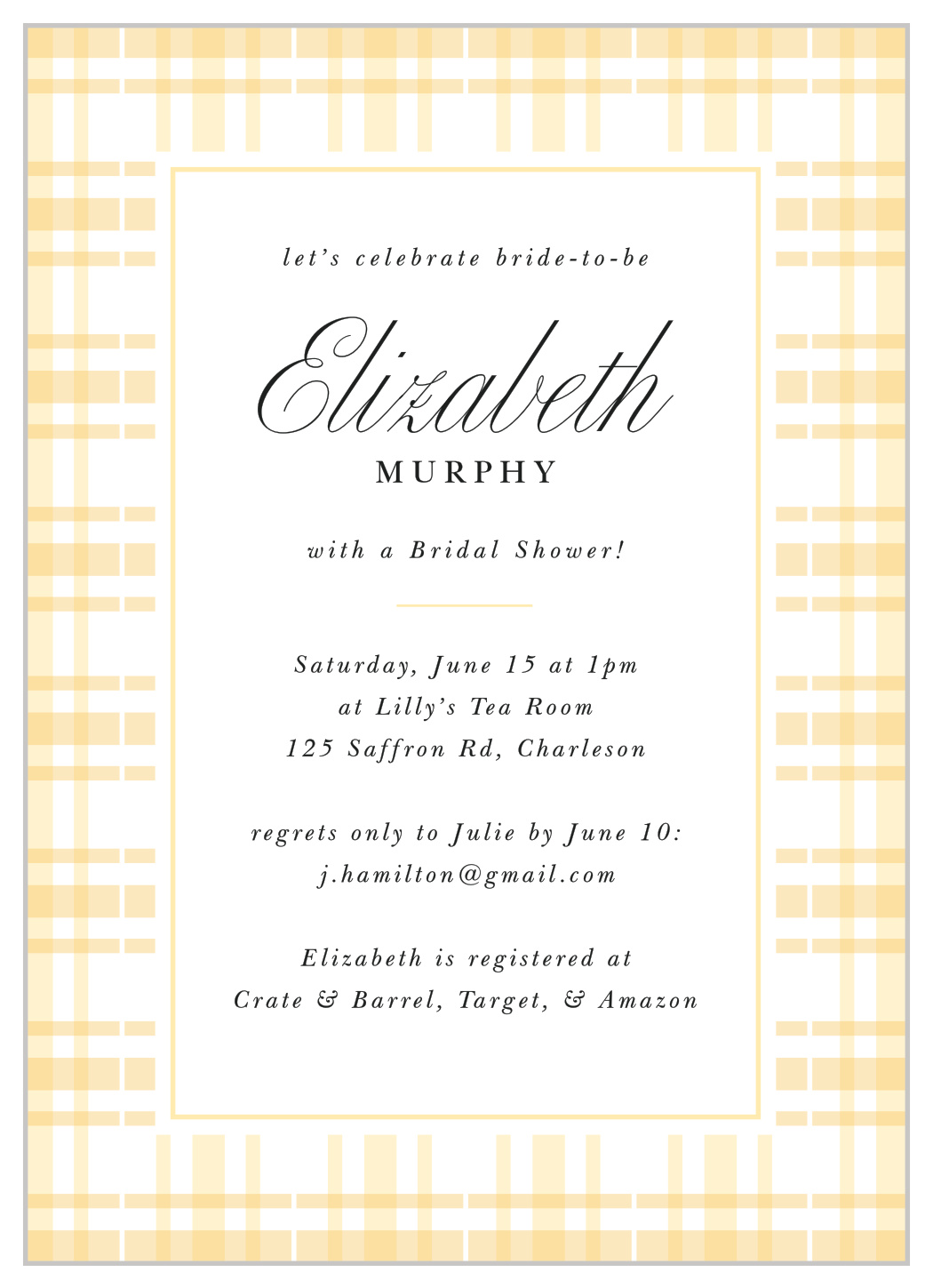Plaid Prepster Bridal Shower Invitations