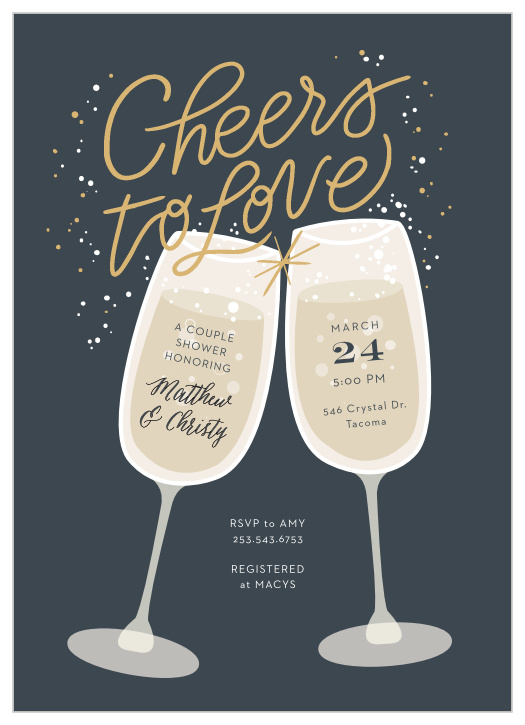 Our sparkling Cheerful Love Bridal Shower Invitations are a picture of modern elegance.