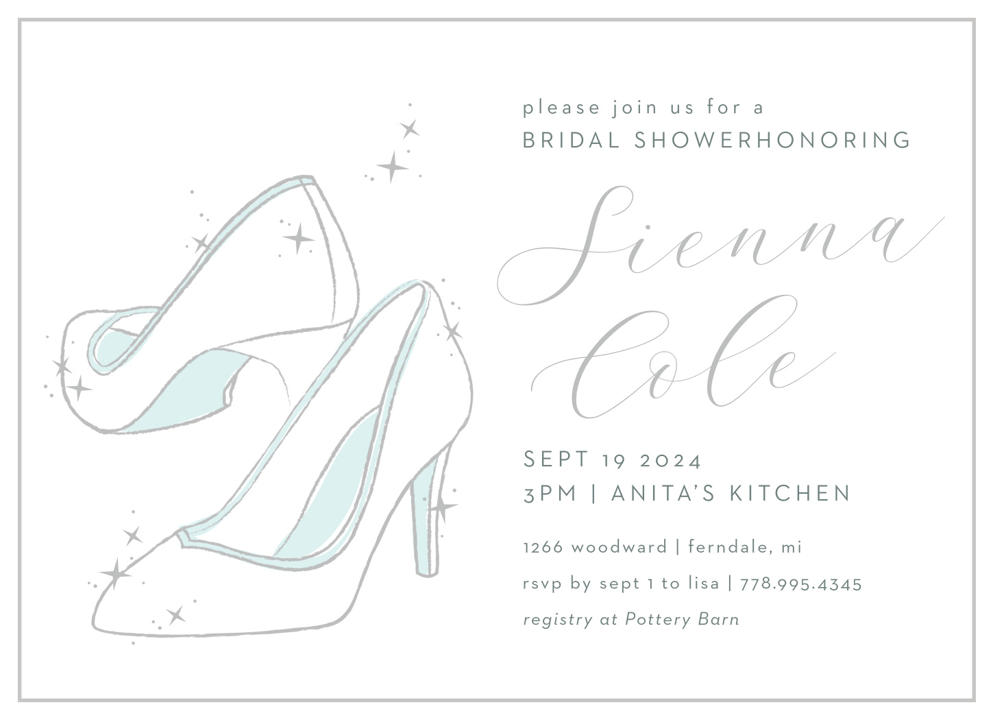 Glass Slippers Bridal Shower Invitations