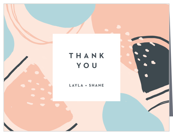 Send your gratitude to all those who participated in your pre-wedding festivities with our Abstract and Artsy Bridal Shower Thank You Cards! 