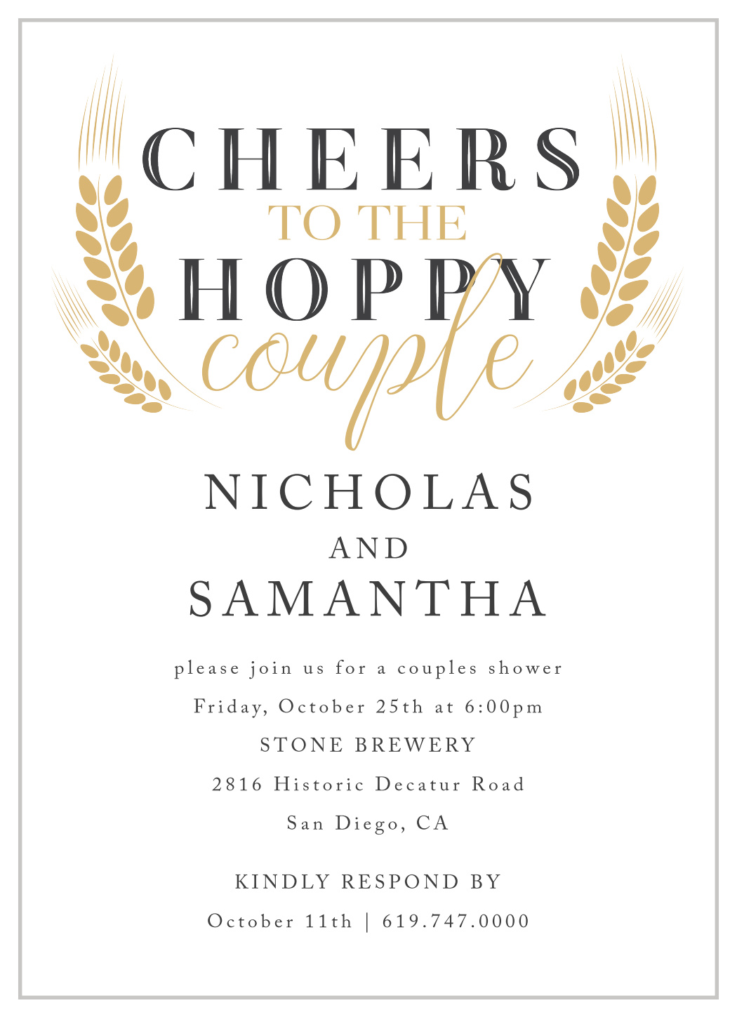 Hoppy Couple Bridal Shower Invitations