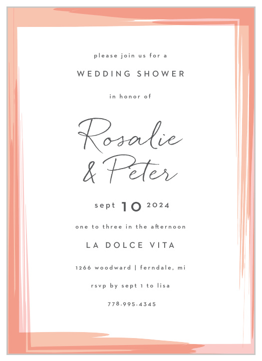 This modern Bold Brush Frame Bridal Shower perfect for a couple's joint bridal shower. Get the party started with this bold artistic design. Couples can customize brushstroke colors and still have plenty of room to keep your guests informed on all your shower details.  