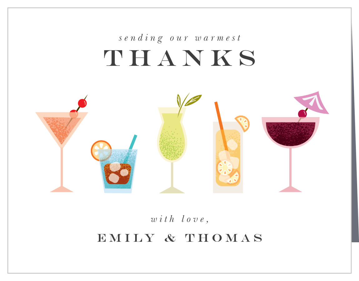 Couples Cocktails Bridal Shower Thank You Cards