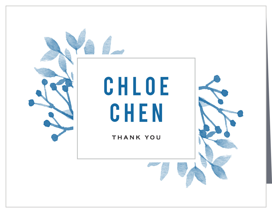 Monochrome Florals Bridal Shower Thank You Cards