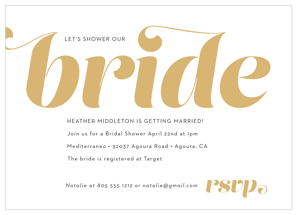 Modern Bride Bridal Shower Invitations