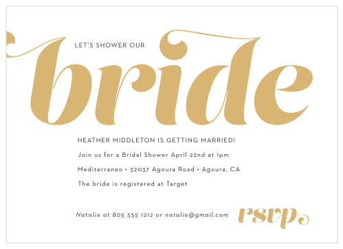Get ready to celebrate in style with our Modern Bride Bridal Shower Invitations.