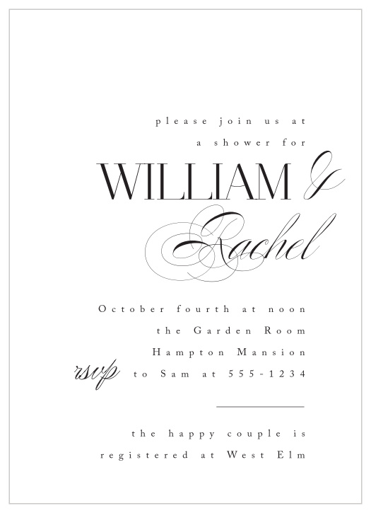Keep it simple and sophisticated with our Pure Elegance Bridal Shower Invitations. 