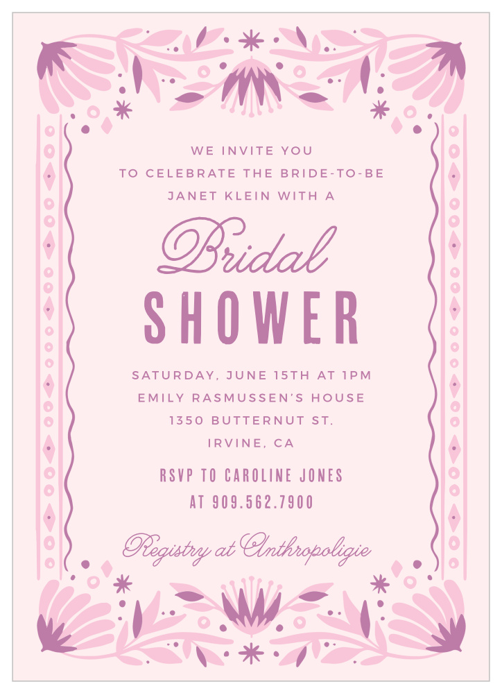 Boho Border Bridal Shower Invitations