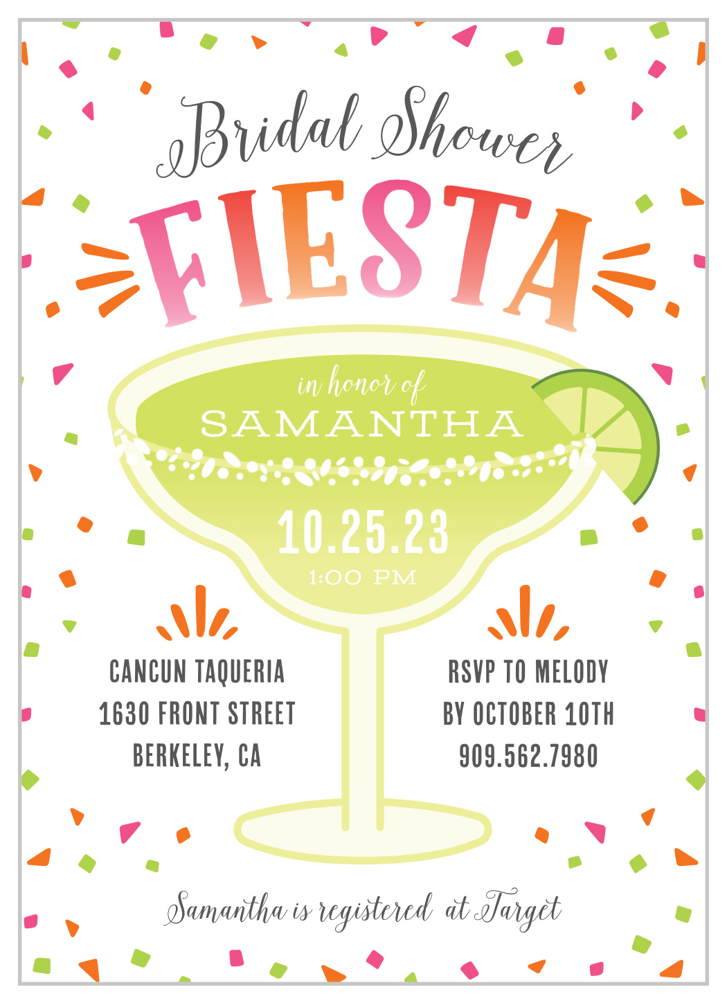 Fiesta Margarita Bridal Shower Invitations