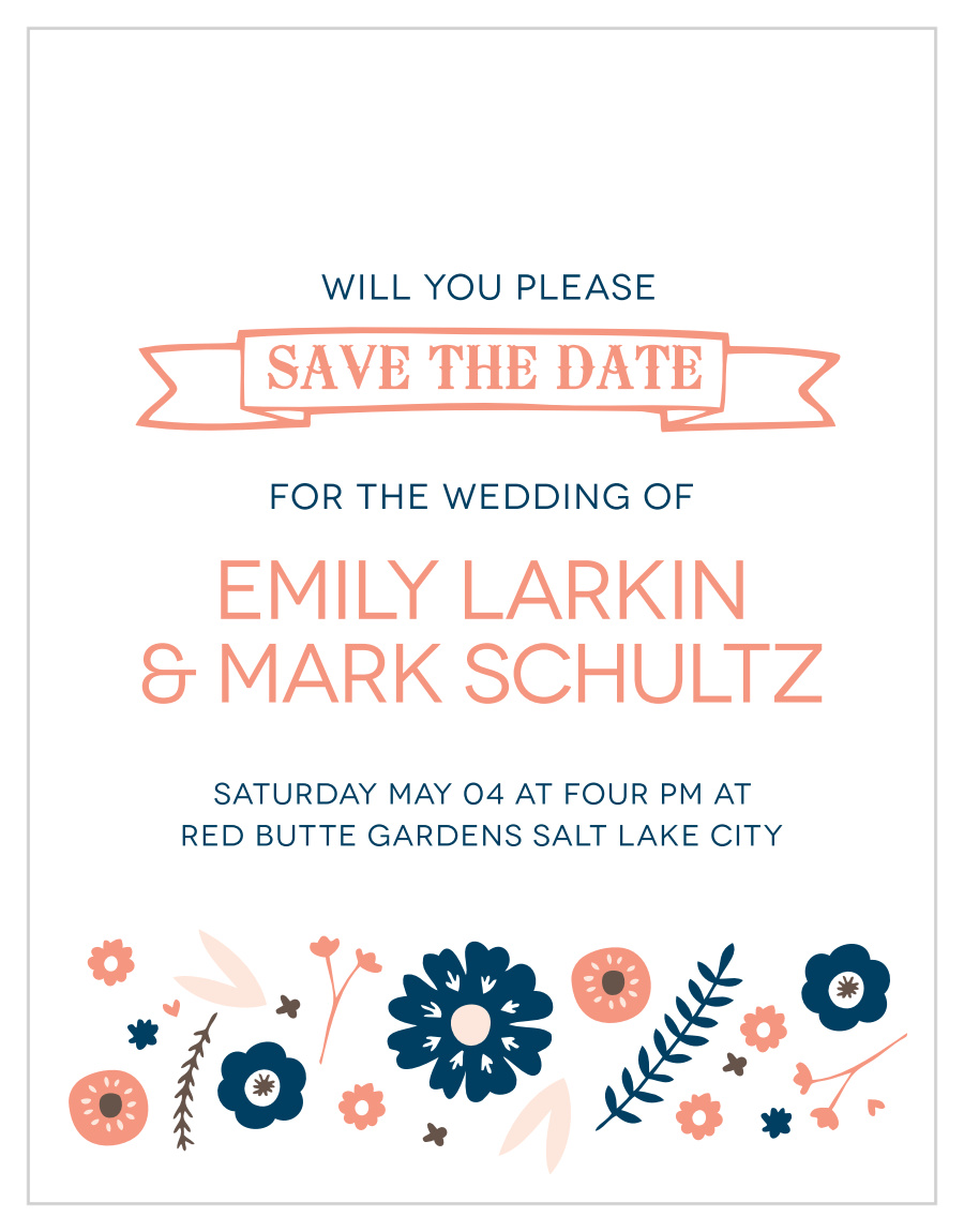 Ribbons & Flowers Save the Date Magnets