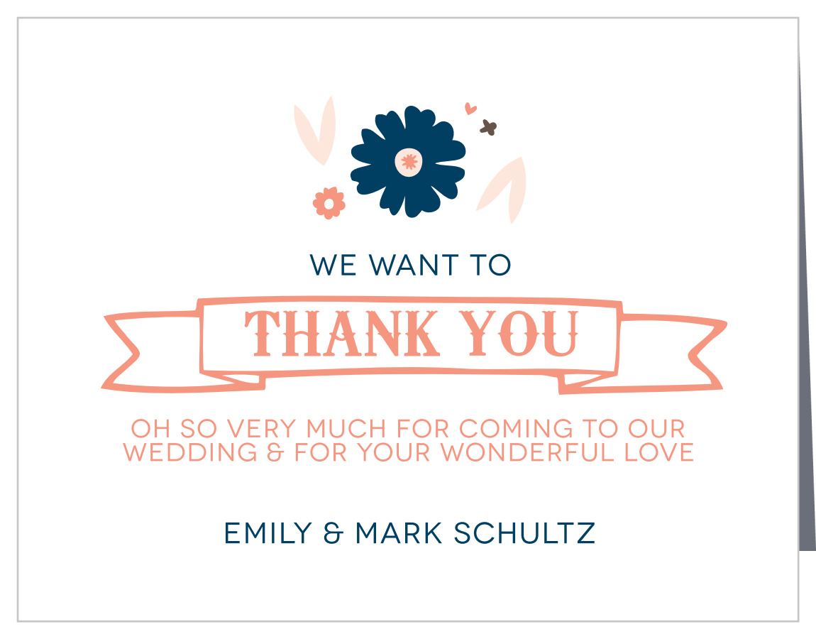 Ribbons & Flowers Wedding Thank You Cards