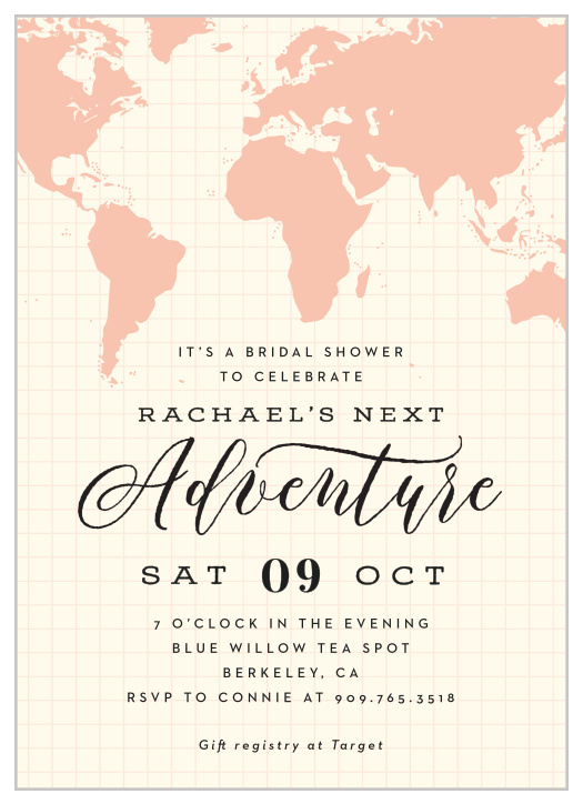 Start your adventure in style with our Next Adventure Bridal Shower Invitations.