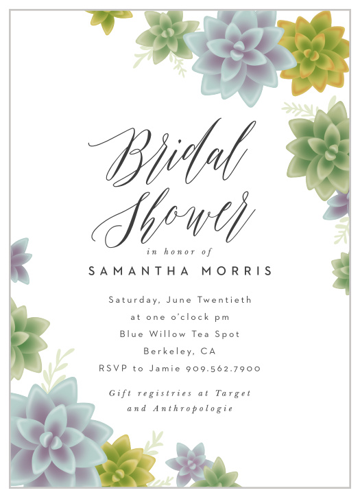 Prepare for your shower in style with our Mod Succulents Bridal Shower Invitations. 