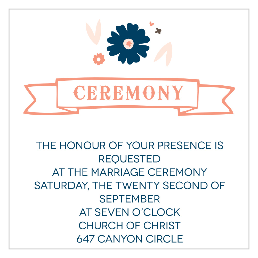Ribbons & Flowers Ceremony Cards