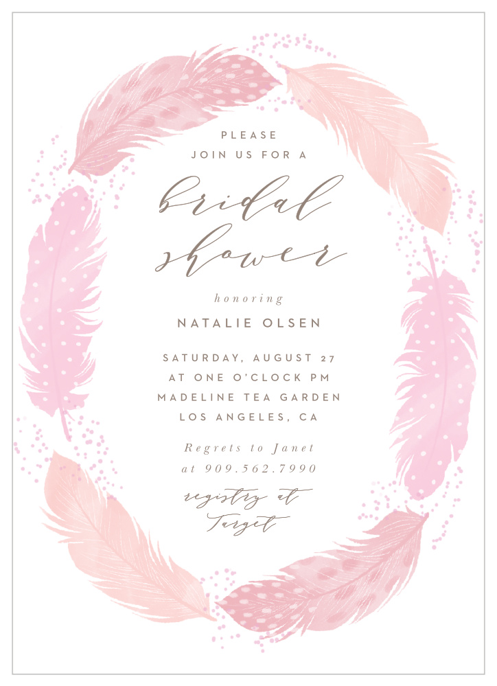 Feather Frame Bridal Shower Invitations