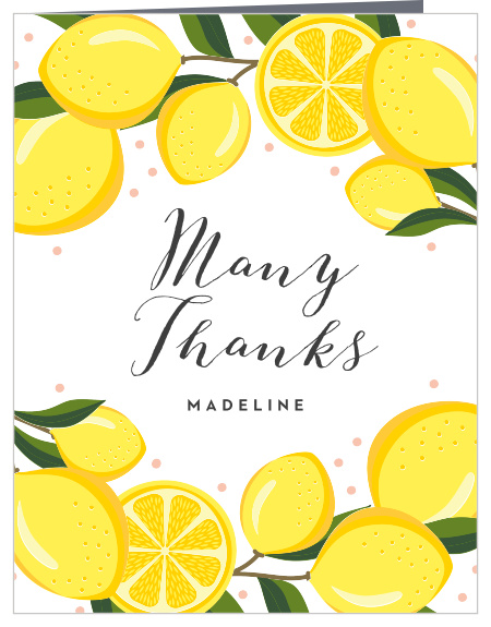 Lemon Wreath Bridal Shower Thank You Cards