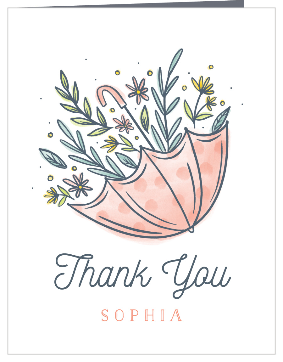 Floral Umbrella Bridal Shower Thank You Cards