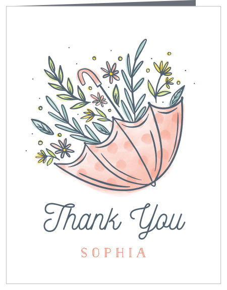 Floral Umbrella Bridal Shower Thank You Cards