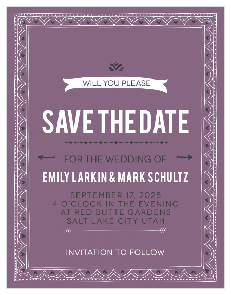 Our Photo Fairytale Save the Date magnet has a wonderful design that lies on top of a subtle textured background that makes all the difference.