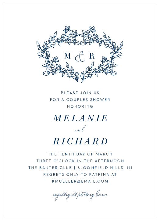 Surround yourself with close friends and family for some pre-wedding fun with the chic look of our Monogram Floral Bridal Shower Invitations. 