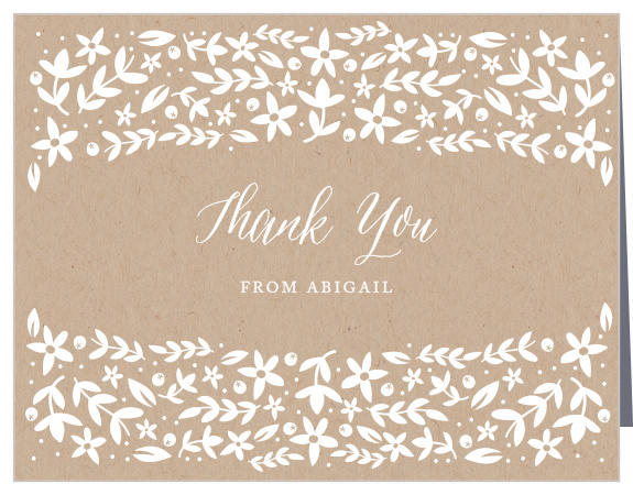 Kraft Florals Bridal Shower Thank You Cards