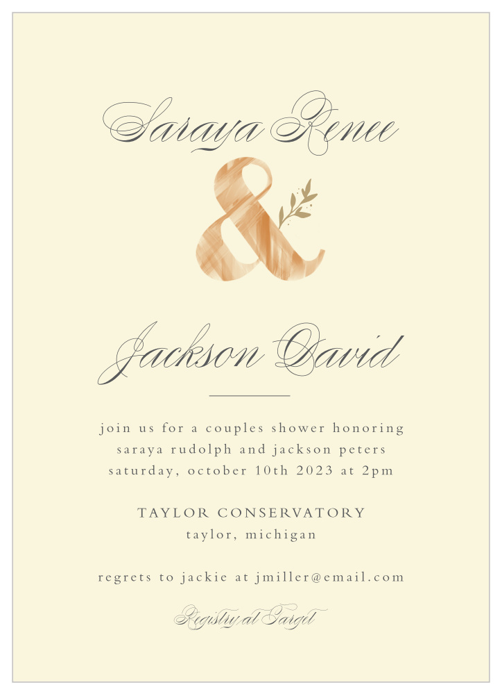 Brushstroke Ampersand Bridal Shower Invitations