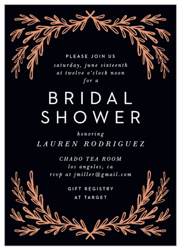 Announce your bridal shower in style with our Laurel Frame Bridal Shower Invitations. 