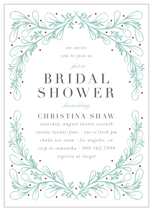 Surround yourself with close friends and family for pre-wedding festivities with the chic design of our Fairytale Foliage Bridal Shower Invitations.