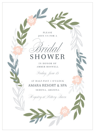 Be sure to invite all of your closest family and friends to celebrate your big day with our Garland Wreath Bridal Shower Invitations!
