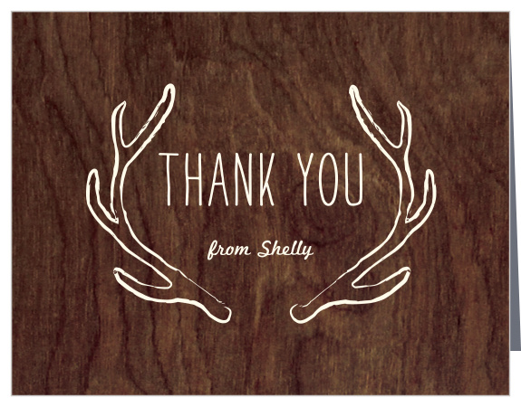 Thank those you love with our Wooden Antlers Bridal Shower Thank You Cards! 