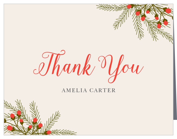 Evergreen Berries Bridal Shower Thank You Cards