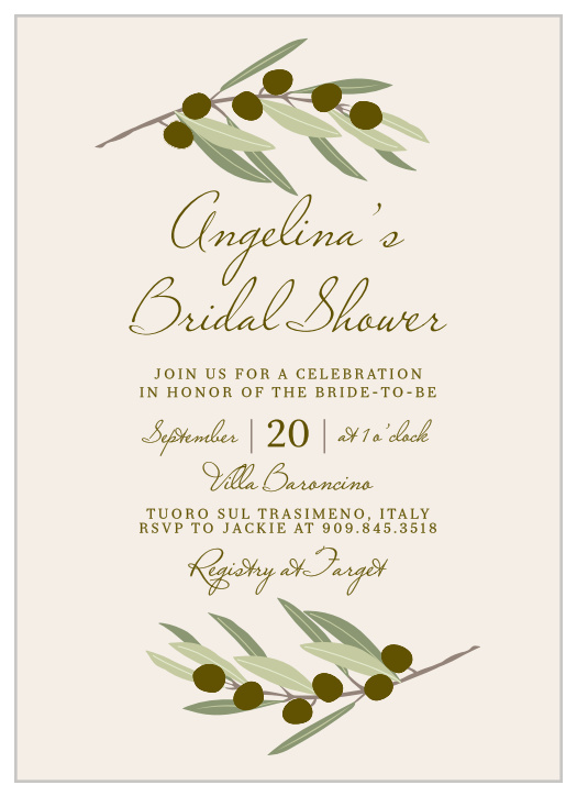 Set the stage for an amazing event with our Mediterranean Botanicals Bridal Shower Invitations. 
