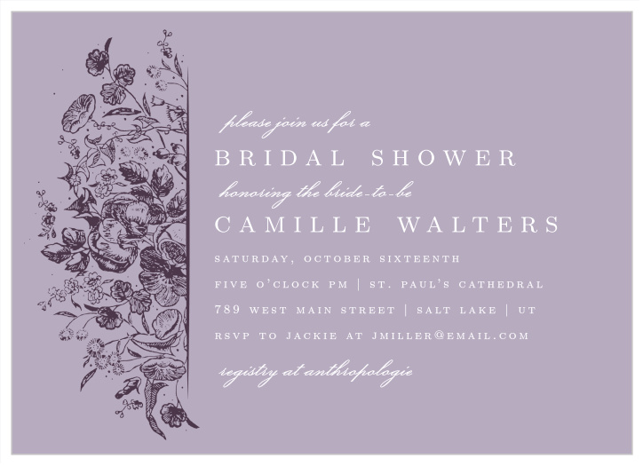 Gather your close friends and family together for some pre-wedding fun with the classic look of out Lilac Bouquet Bridal Shower Invitations.
