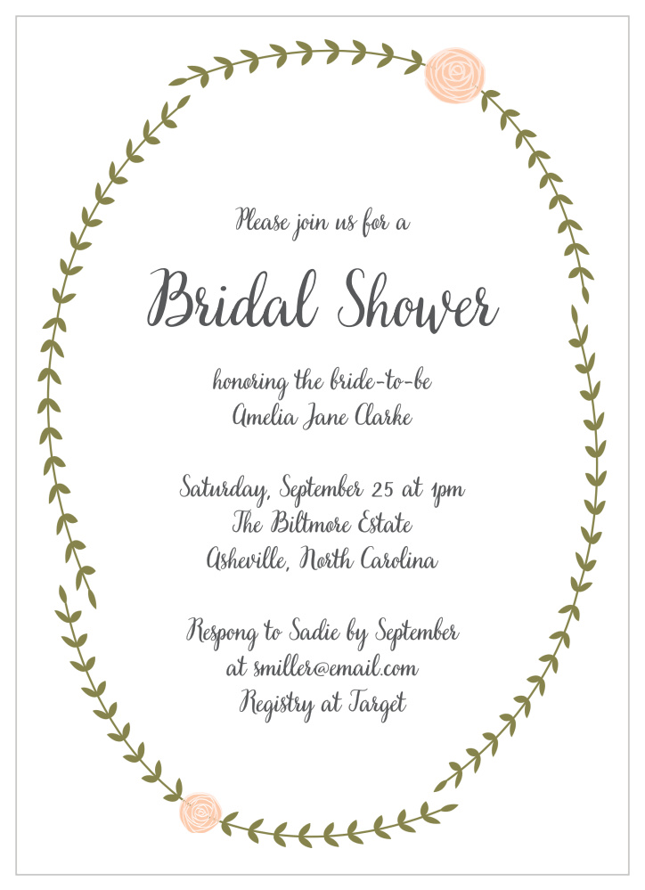 Simple Sprigs Bridal Shower Invitations