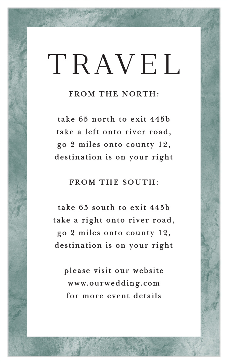 Formal Ticket Direction Cards