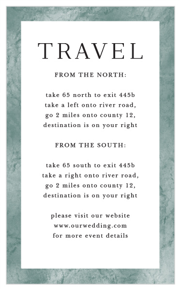 Formal Ticket Direction Cards