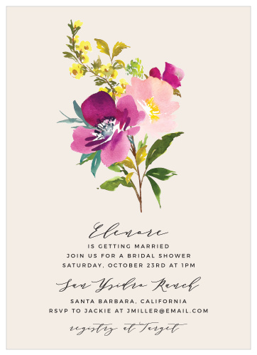 Fall in love with our stunning Mallow Bouquet Bridal Shower Invitations.