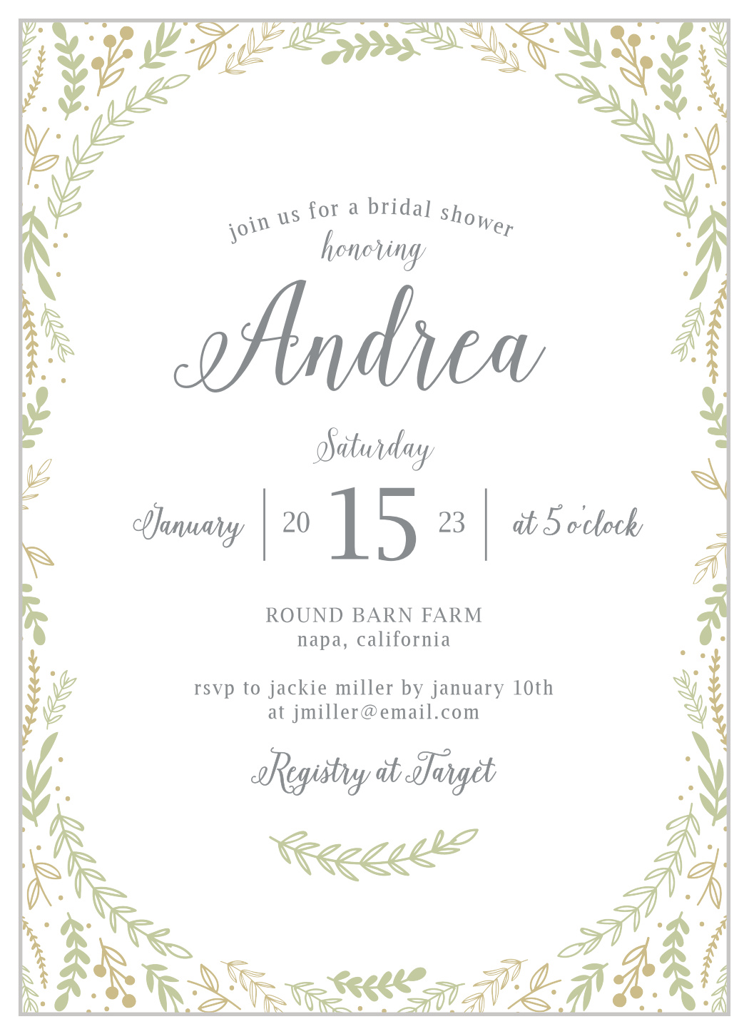 Evergreen Border Bridal Shower Invitations