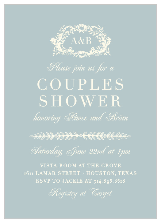 Set the stage for an enchanting event with our Victorian Monogram Bridal Shower Invitations. 