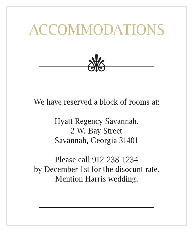 Glamorous Confetti Accommodation Cards