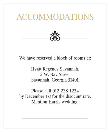 Glamorous Confetti Accommodation Cards