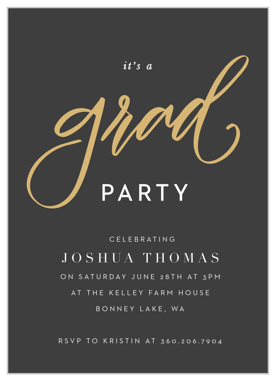 Handlettered Grad Graduation Invitations