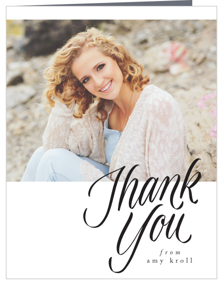 Looking for thank you cards that show off your favorite graduation photo? Our Cursive Script Graduation Thank You Card may be just what you're looking for!