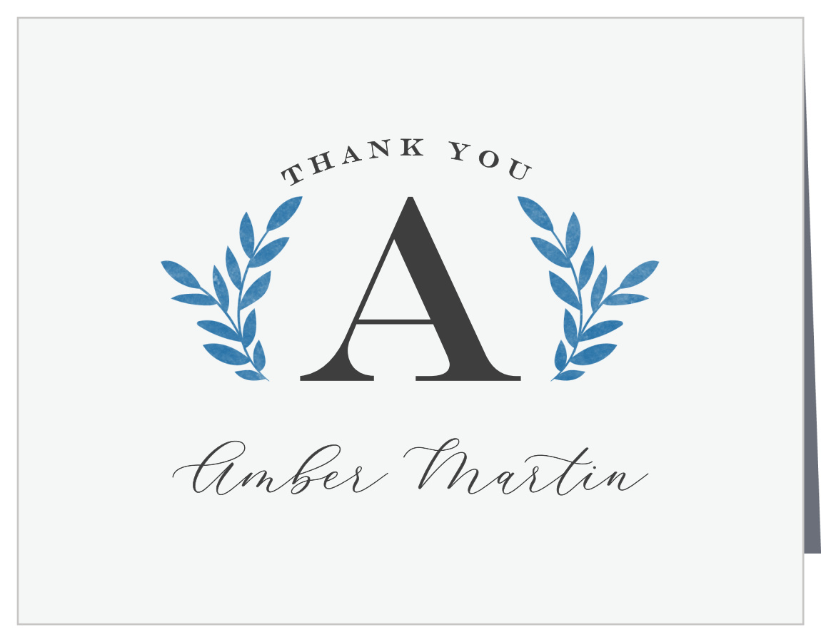 Laurel Monogram Graduation Thank You Cards