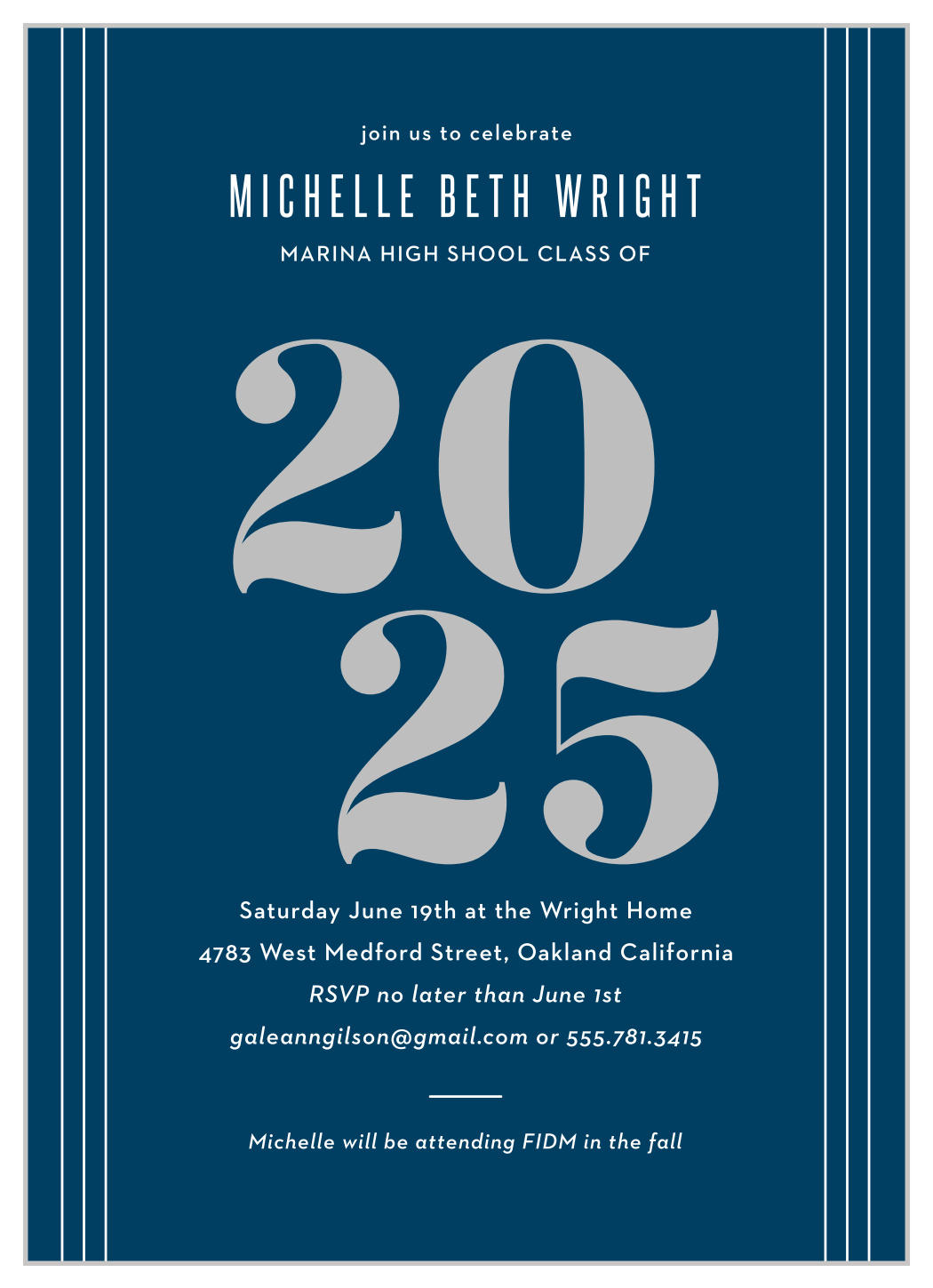 Proud Pinstripe Graduation Invitations