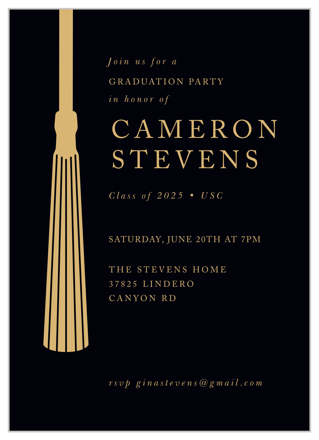 Tasseled Gold Graduation Invitations