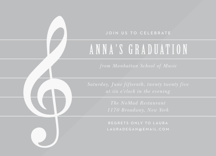 Celebrate your grad's pivotal accomplishment with their closest friends and family when you utilize the chic look of our Musical Grad Clear Graduation Invitations.