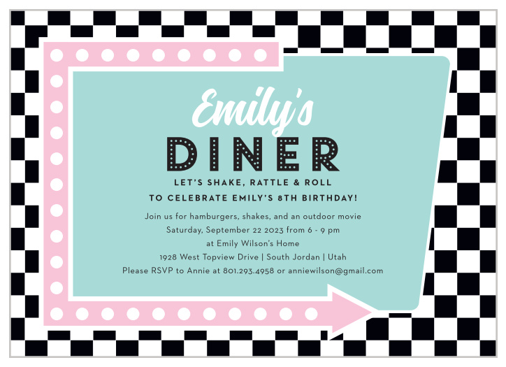 Bring close friends and family together to celebrate with our Retro Diner Children's Birthday Invitations. 