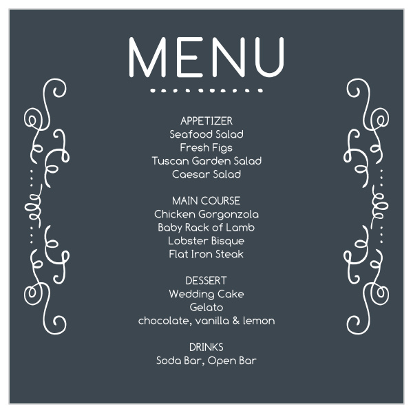 Surrounding Swirls Wedding Menus