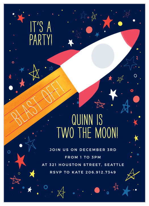 Get ready for a blast of a party with our Two The Moon Children's Birthday Party Invitations. 